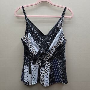 Cabi Mixed Print Crossover Cami Tank Top Vacation Multicolor Size 6 Animal Print